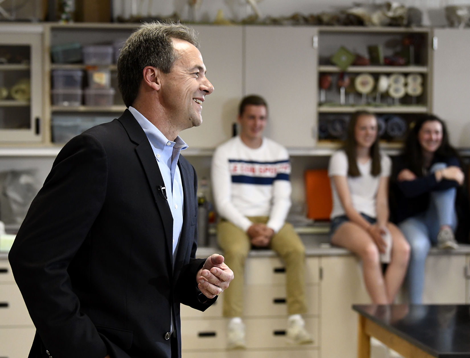 Gov. Steve Bullock jokes with the crowd